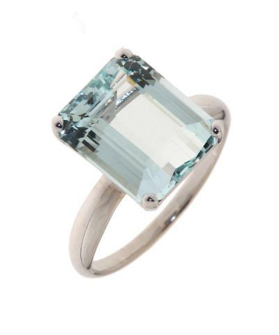 Bague Or Blanc Avec Aigue-marine Bleue énorme – Occasion Peu Portée, état Exceptionnel
