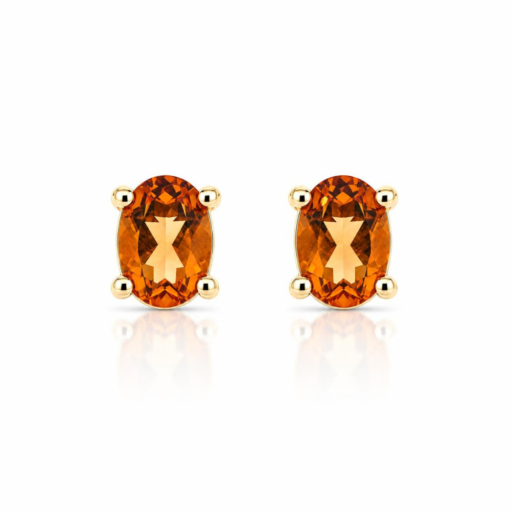 Boucles D'oreilles Clous En Argent 925 Avec Citrine 0,5ct - Marque Coquelicot Et Coccinelle - Neuf
