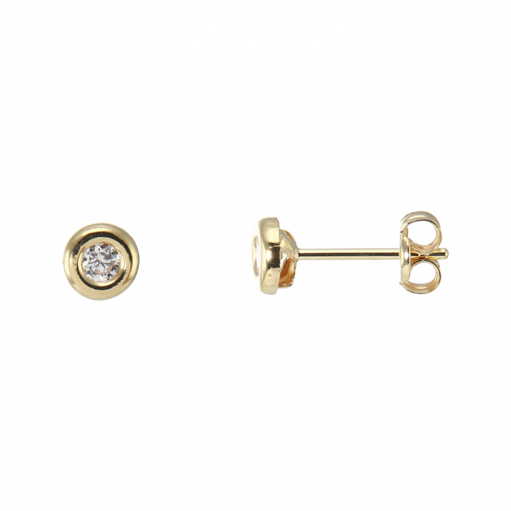 Boucles d'oreilles dormeuses en or jaune 375‰ et oxyde de zirconium SO OR