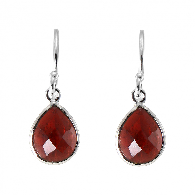 Boucles D'oreilles Argent 925 - Forme Poire Avec Oxyde De Zirconium (simili Saphir), Levier, Boîte Cadeau Incluse