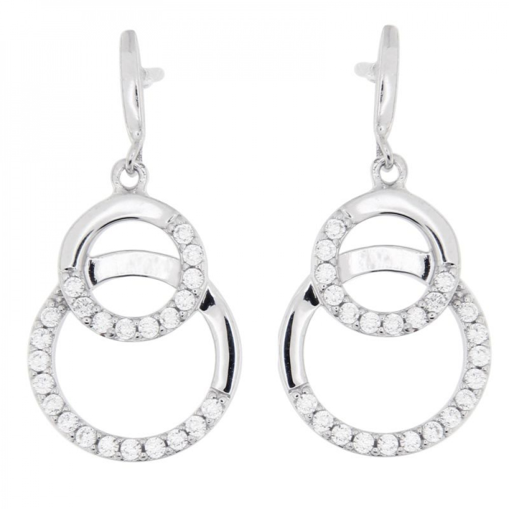 Boucles d'oreilles pendantes argent rhodié 925‰ avec oxyde de zirconium 38  mm SO OR