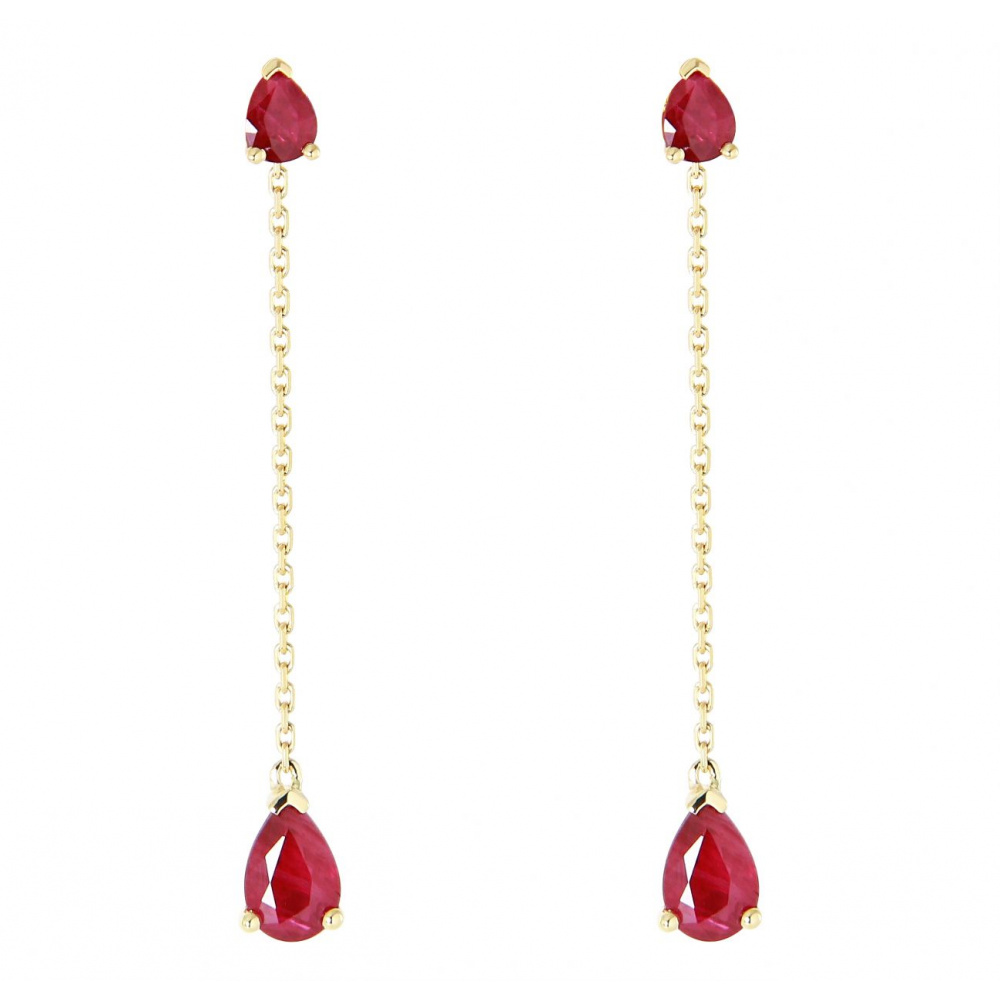 Boucles d'Oreilles Rubis Rouge forme Cœur – Bijoux discret Femme