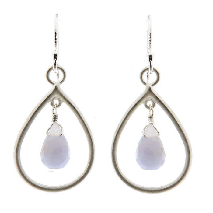 Boucles D'oreilles En Argent 925 Et Calcédoine - Modèle BO-AR-109 - Neuf Avec étiquettes
