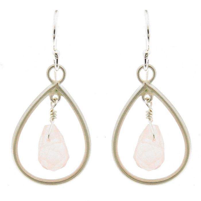 Boucles D'Oreilles En Argent Avec Amétrine, Quartz Rose Et Quartz Rutilé - Neuf Sans Boîte