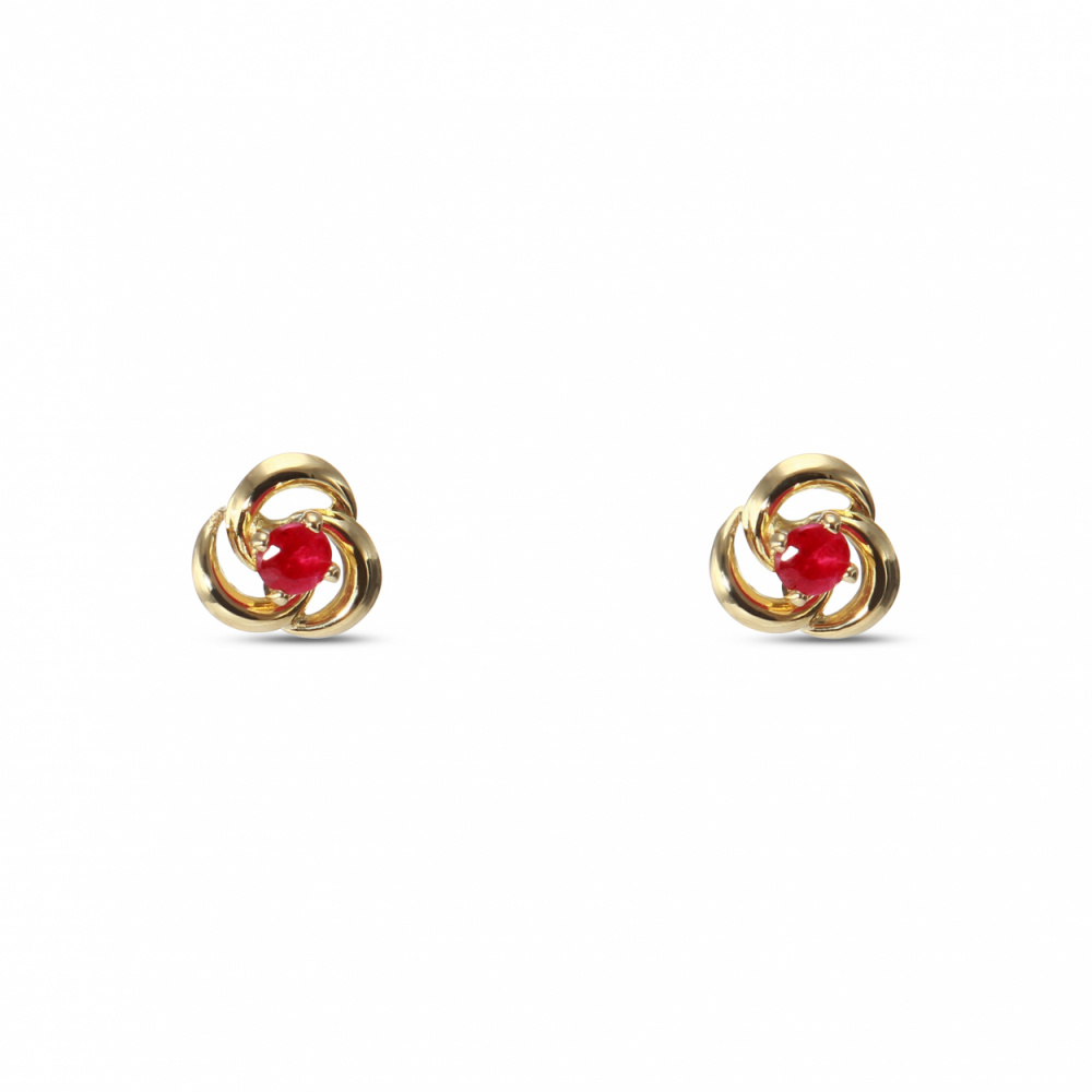 Boucles d'Oreilles Rubis Rouge forme Cœur – Bijoux discret Femme