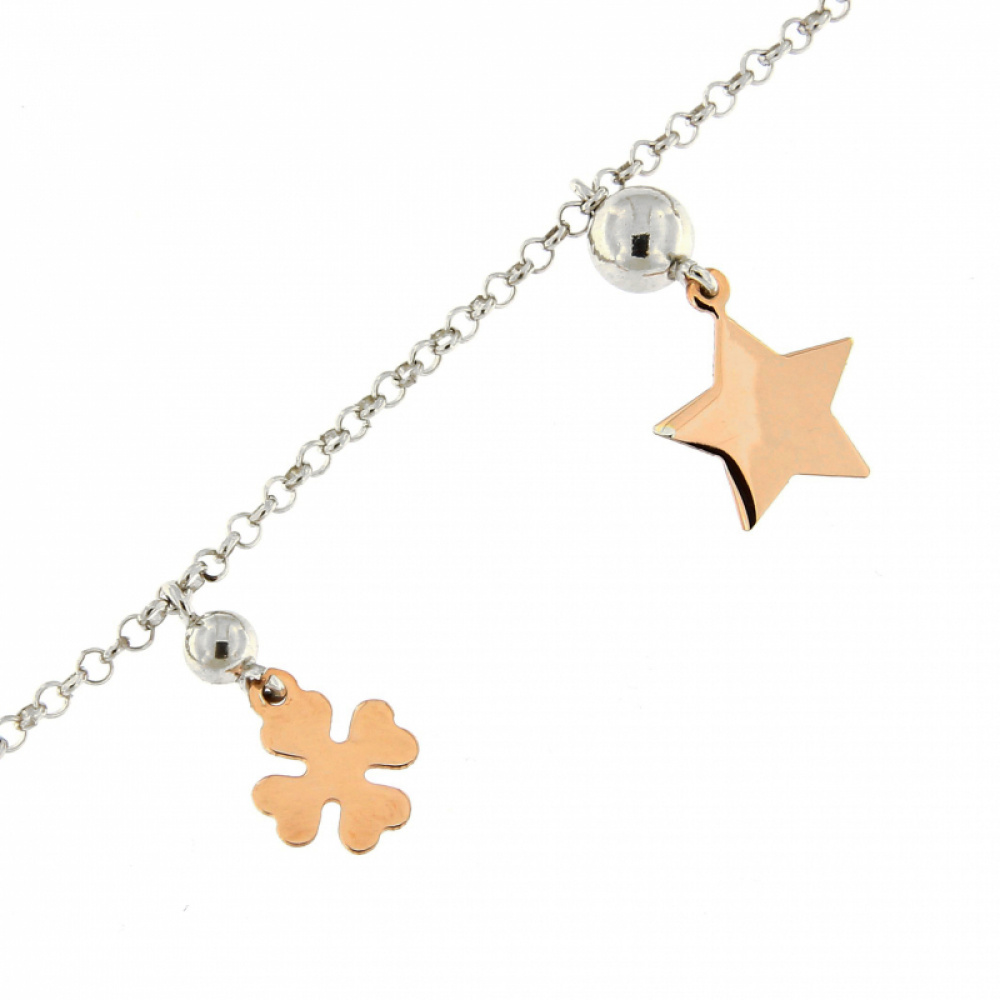 Lily Jewelry Perle en argent sterling 925 en forme de trèfle porte-bonheur en forme de cœur plaqué or rose CZ pour bracelet à breloques européen