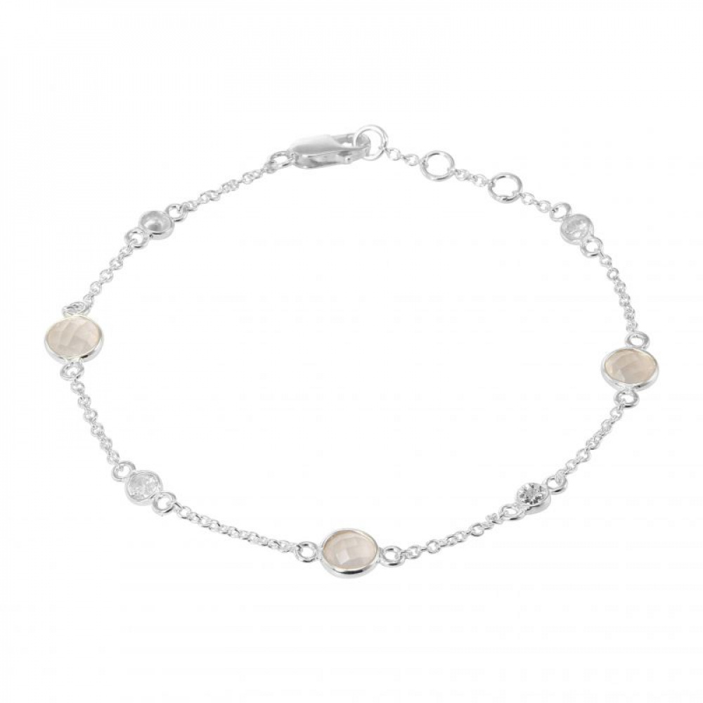 Bracelet femme quartz rose et perle arbre de vie en argent 925 -  SHAMALLOW Accessoires de mode en wax