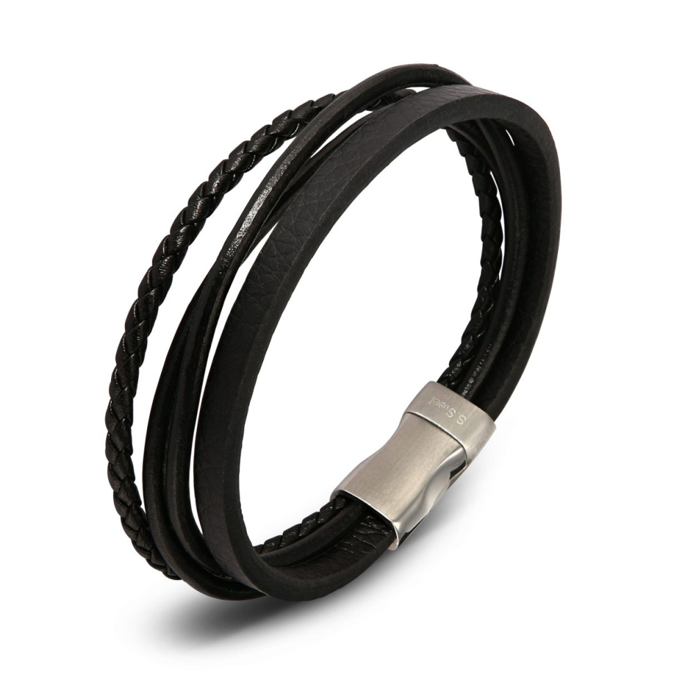 Bracelet homme câble acier et silicone noir - Bracelets- homme.com