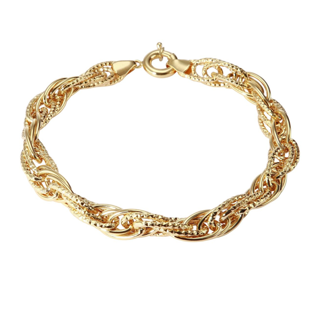 Bracelet jonc diamanté 2 anneaux 47x56 mm Plaqué Or Rose 3 microns x1