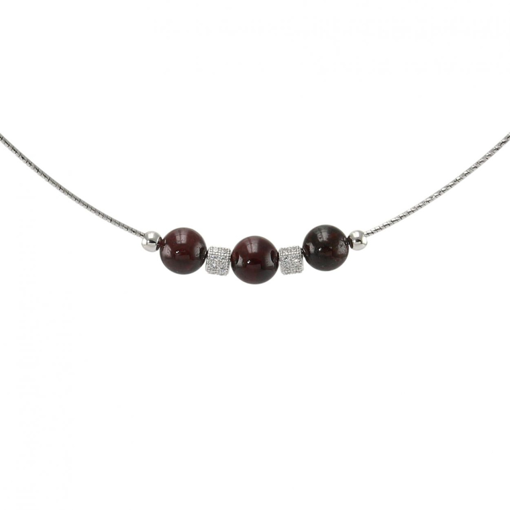 Collier En Argent 925 Avec Grenat Celtic - Pierre Naturelle Noire, Neuf Avec étiquettes