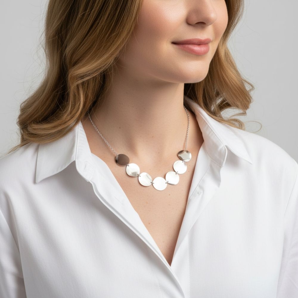 Collier Femme Perle & Zirconium - Argent Rhodié - Longueur Réglable 40 à 45 Cm - Neuf Avec étiquettes