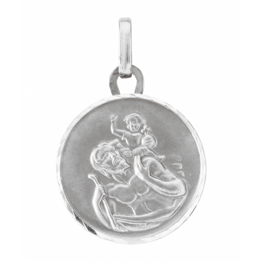 Médaille Saint Christophe en argent ronde