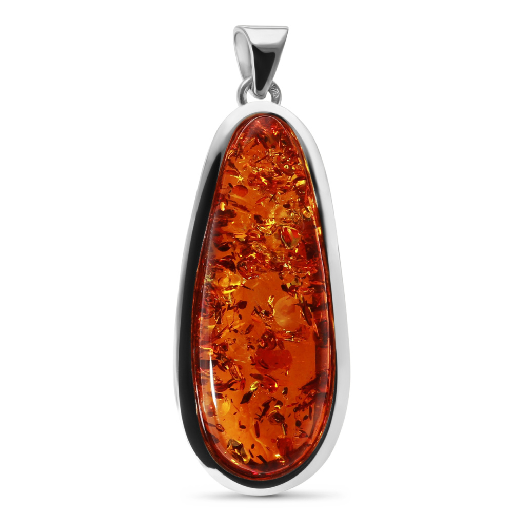 Collier exclusif avec pendentif en pierre d'ambre de la Baltique