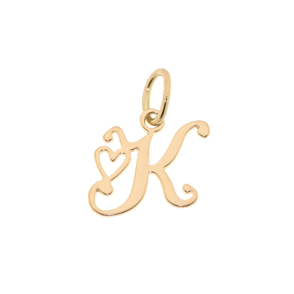 Pendentif Lettre K - Initiale K et coeur en Or Jaune 750 Ref. 34155