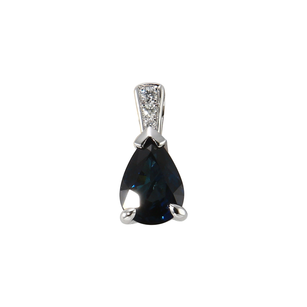 Boucles D'oreilles Argent Rhodié Pampille Saphir Mauve En Forme De Poire - Argent 925 - Très Bon état