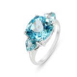 Topaze bleue / Or Blanc 375