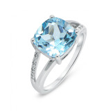 Topaze bleue / Or Blanc 375