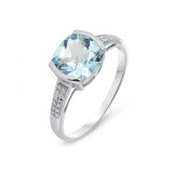 Topaze bleue / Or Blanc 375