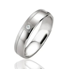  Alliance argent 925 platiné Diamant. Alliance sertie d un diamant taille brillant 0,02 carat. Alliance composée deux anne...