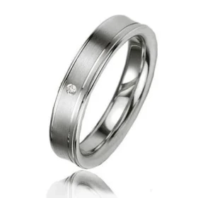  Alliance Prestige Argent 925 Platin&eacute; Largeur : 4.5mm Poids Diamant : 0,01 carats Qualit&eacute; Diamant : HSI 