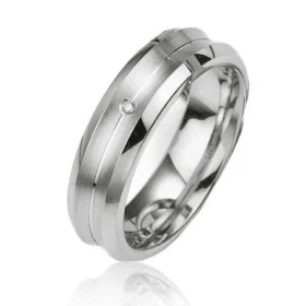  Alliance Prestige Argent 925 Platin&eacute; Largeur : 6mm Poids Diamant : 0,01 carats Qualit&eacute; Diamant : HSI 