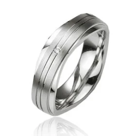  Alliance Prestige Argent 925 Platin&eacute; Largeur : 6mm Poids Diamant : 0,01 carats Qualit&eacute; Diamant : HSI 