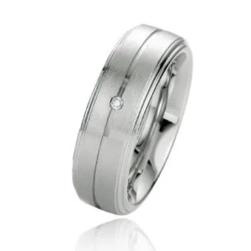  Alliance Prestige Argent 925 Platin&eacute; Largeur : 7mm Poids Diamant : 0,015 carats Qualit&eacute; Diamant : HSI 