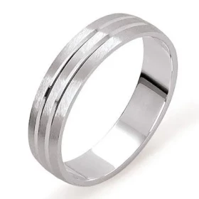  Alliance prestige or gris Extérieur deux lignes le long l anneau Intérieur plat Largeur : 5mm 