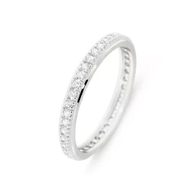  Alliance tour complet Argent 925 rhodié Oxyde zirconium Alliance tour complet sertie d oxydes 1,2mm Serti à grains Largeu...