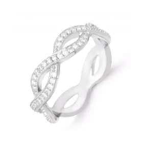  Alliance tour complet entrelacée Argent 925 rhodié Oxyde zirconium Alliance tour complet sertie d oxydes 1,2mm 2 anneaux ...