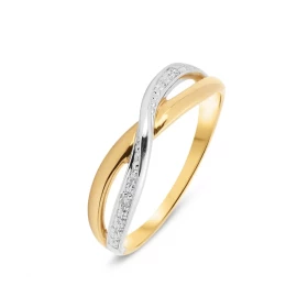  Bague 2 Ors sertie deux petits diamants pour un poids total 0,013 carat Largeur monture (vue dessus) : 5,2mm Couleur Diam...