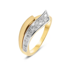  Bague 2 Ors Diamants Largeur monture (vue dessus) : 8mm Couleur Diamant : H Pureté Diamant : I Poids Total Diamant : 0,15ct 