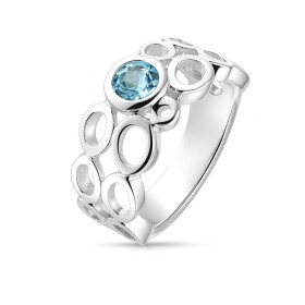 Bague style très actuel sertie d une pierre ronde La pierre varieté Topaze bleue traitée est taillée à facettes La pierre ...