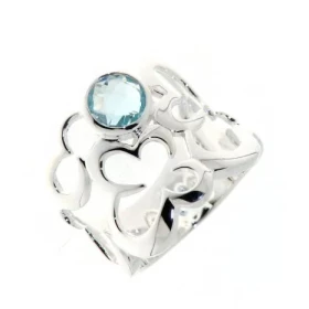  Bague Argent 925 Topaze bleue sertie d une pierre 6 mm Largeur sur doigt (vue dessus) : 18 mm 