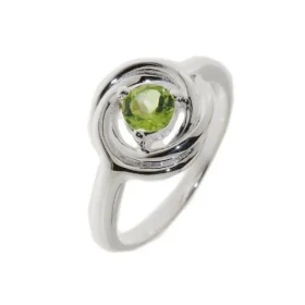 Bague Argent 925 Péridot Pierre ronde 5mm diamètre Largeur sur doigt (vue dessus) : 12mm 