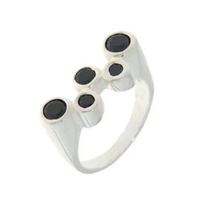 Bague Argent 925 Oxyde Zirconium sertie pierres rondes 3 à 5mm diamètre Largeur (vue dessus) : 9mm 