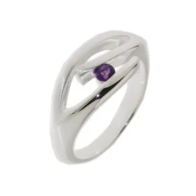 Bague Argent 925 Améthyste sertie d une pierre 3,5mm diamètre Largeur sur doigt (vue dessus) : 9mm 