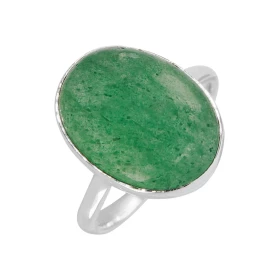 Bague Argent 925 Aventurine Cabochon Ovale 16x12mm Bague Argent 925 sertie d une pierre ovale 16x12mm Pierre taillée caboc...