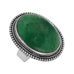 Bague Argent 925 Aventurine Cabochon Ovale 25x18mm Bague Argent 925 sertie d une pierre ovale 25x18mm Pierre taillée caboc...