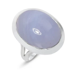 Bague Argent 925 Calcédoine Cabochon Ovale 20x15mm Bague Argent 925 sertie d une pierre ovale 20x15mm Pierre taillée caboc...