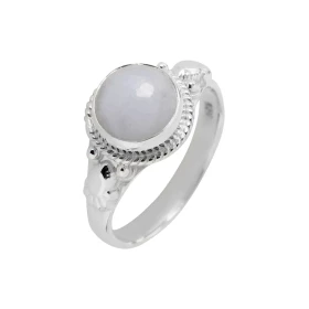 Bague Argent 925 Calcédoine Cabochon Rond 8mm Bague Argent 925 sertie d une pierre ronde 8mm Pierre taillée à cabochon mon...