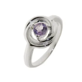 Bague Argent 925 Améthyste Pierre ronde 5mm diamètre Largeur sur doigt (vue dessus) : 12mm 