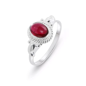 Bague Argent 925 Grenat Ovale 7x5mm Bague Argent 925 sertie d une pierre 7x5mm Pierre taillée cabochon montée serti clos L...