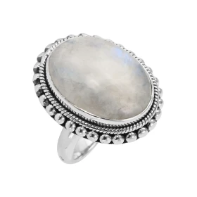 Bague Argent 925 Labradorite Cabochon Ovale 20x15mm Bague Argent 925 sertie d une pierre ovale 20x15mm Pierre taillée cabo...