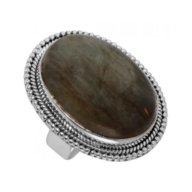 Bague Argent 925 Labradorite Cabochon Ovale 25x18mm Bague Argent 925 sertie d une pierre ovale 25x18mm Pierre taillée cabo...