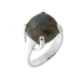 Bague Argent 925 Labradorite sertie d une pierre taille coussin 12x12mm