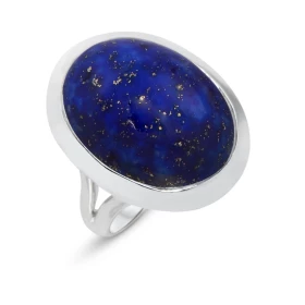 Bague Argent 925 Lapis Lazuli Cabochon Ovale 20x15mm Bague Argent 925 sertie d une pierre ovale 20x15mm Pierre taillée cab...