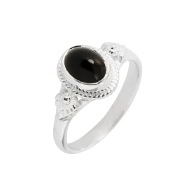 Bague Argent 925 Onyx Ovale 8x6mm Bague Argent 925 sertie d une pierre 8x6mm Pierre taillée à cabochon montée serti clos L...