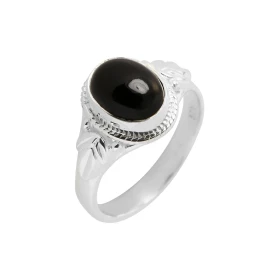  Bague Argent 925 Onyx Ovale 9x7mm Bague Argent 925 sertie d une pierre 9x7mm Pierre taillée à cabochon montée serti clos ...