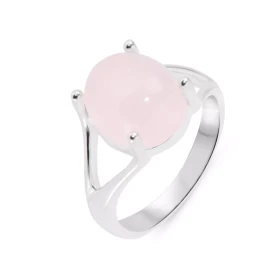Bague Argent 925 Quartz Rose Ovale 12x10mm Bague Argent 925 sertie d une pierre ovale 12x10mm Pierre taillée cabochon main...